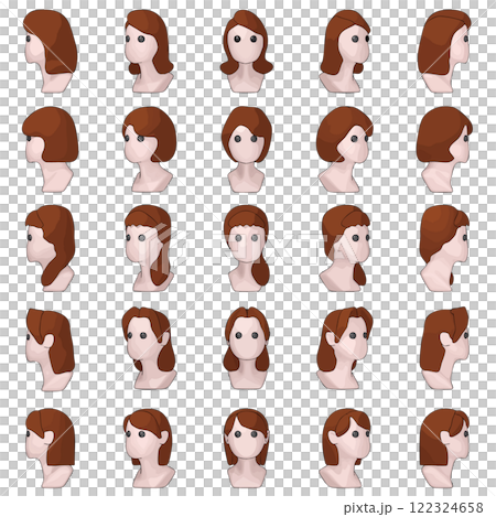 各種髮型的女性插畫素材 各種髮型的女性插畫素材 122324658