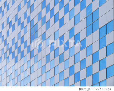 Glass wall square pattern modern building facade Architecture details 122324923
