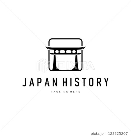 Japan torii gate logo japanese histori gate with minimalist concept is simple silhouette temple icon design 122325207