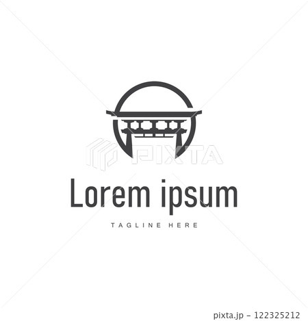 Japan torii gate logo japanese histori gate with minimalist concept is simple silhouette temple icon design 122325212