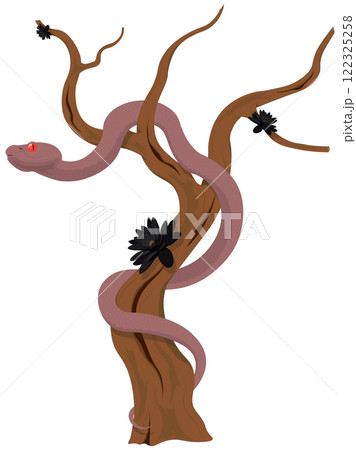 Snake twined dry tree artwork illustration Snake twined dry tree artwork illustration 122325258