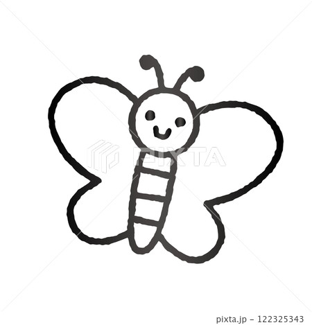 笑顔が可愛い蝶のシンプルイラスト - 子供向けやさしいデザイン 笑顔が可愛い蝶のシンプルイラスト - 子供向けやさしいデザイン 122325343