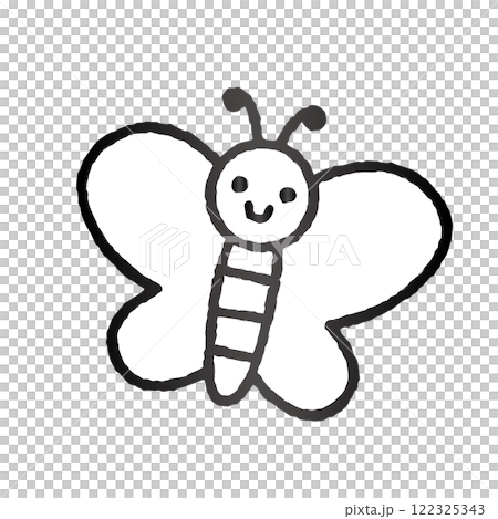 笑顔が可愛い蝶のシンプルイラスト - 子供向けやさしいデザイン 笑顔が可愛い蝶のシンプルイラスト - 子供向けやさしいデザイン 122325343