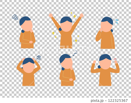 一個有各種情緒的女人的插圖 一個有各種情緒的女人的插圖 122325367