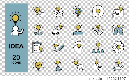Icon set related to inspiration and ideas - color Icon set related to inspiration and ideas - color 122325397