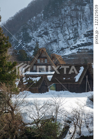 富山県　五箇山菅沼合掌造り集落　冬 122325639