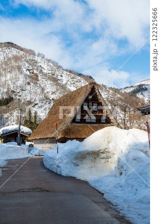 富山県　五箇山菅沼合掌造り集落　冬 122325666
