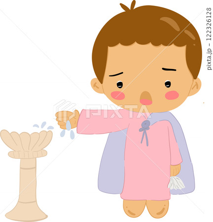 Pilate washing hands in Easter story clipart illustrating the biblical scene of judgment and the passion of Christ, capturing the religious symbolism and Easter events in Christian art. 122326128