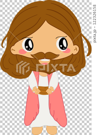 Jesus on Easter Day story clipart illustrating the resurrection of Christ and the passion narrative as a symbol of Christian faith and salvation on Easter Sunday for religious and spiritual art. 122326158