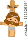 Jesus is die on the cross.Jesus on Easter Day story clipart illustrating the resurrection of Christ and the passion narrative as a symbol of Christian faith and salvation on Easter Sunday for religiou 122326164