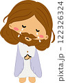 Jesus on Easter Day story clipart illustrating the resurrection of Christ and the passion narrative as a symbol of Christian faith and salvation on Easter Sunday for religious and spiritual art. 122326324