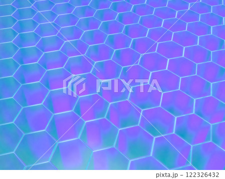 規則的に並んだ六角柱のフロアの3Dイラストレーション 規則的に並んだ六角柱のフロアの3Dイラストレーション 122326432