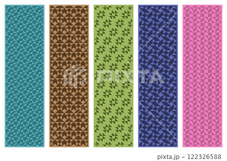 Collection of vintage colorful decorative seamless geometric patterns. Fabric repeatable backgrounds. Mosaic endless textures. Cloth vibrant prints 122326588