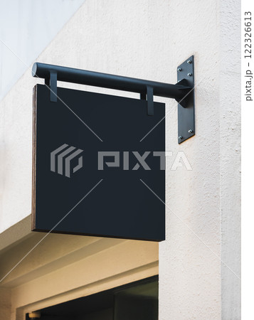 Mock up Sign Black square signage hanging Shop logo Business  122326613