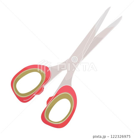 Stainless steel scissors with red plastic handles Stainless steel scissors with red plastic handles 122326975