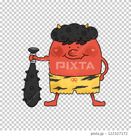 節分_豆まき_赤鬼のシンプルなイラスト【全身】 節分_豆まき_赤鬼のシンプルなイラスト【全身】 122327172