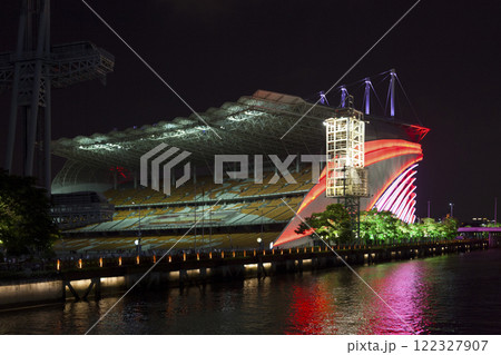 The Grandstand of Haixinsha Island in Guangzhou illuminated by night The Grandstand of Haixinsha Island in Guangzhou illuminated by night 122327907