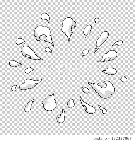 Illustration of a circular smoke explosion effect_border Illustration of a circular smoke explosion effect_border 122327967