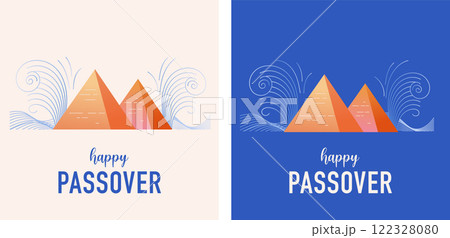 Happy Passover vertical backgrounds, cards, banner and poster design. Geometrical modern minimalist 122328080