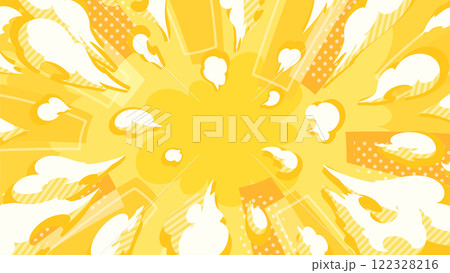 アメコミ風の放射状に広がる煙のエフェクトの背景イラスト_16:9 122328216