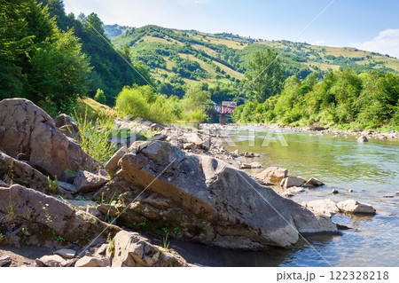 tisza river near rakhiv town. beautiful view. carpathian mountain landscape in summer. place where two stream join. countryside valley tisza river near rakhiv town. beautiful view. carpathian mountain landscape in summer. place where two stream join. countryside valley 122328218