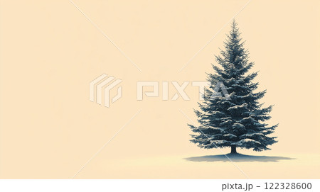 Green Christmas tree on yellow orange background, banner with copy space Green Christmas tree on yellow orange background, banner with copy space 122328600