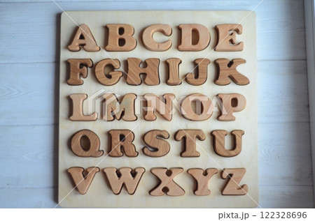 Latin alphabet made of natural wood for the development of grammatical thinking 122328696