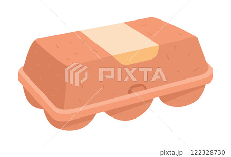 Grocery store chicken eggs box. Chicken eggs close packaging, eggs in cardboard box flat vector illustration. Farmer market chicken eggs package Grocery store chicken eggs box. Chicken eggs close packaging, eggs in cardboard box flat vector illustration. Farmer market chicken eggs package 122328730