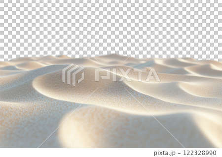 Close-up of beige sand dunes texture isolated on a transparent background. Minimalistic wavy sand surface, ideal for nature designs, background concepts, or environmental projects. 122328990
