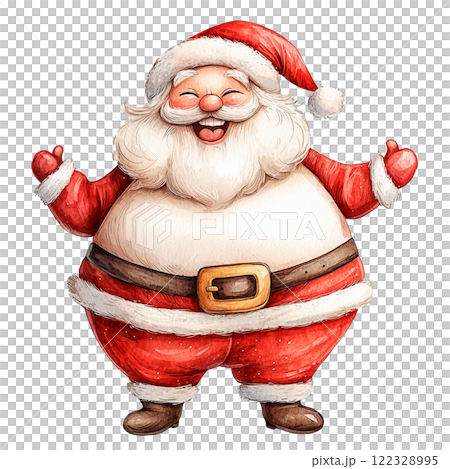 Watercolor illustration of Santa Claus skating with open arms on a transparent background. Perfect for Christmas cards, winter holiday designs, and festive projects. Watercolor illustration of Santa Claus skating with open arms on a transparent background. Perfect for Christmas cards, winter holiday designs, and festive projects. 122328995