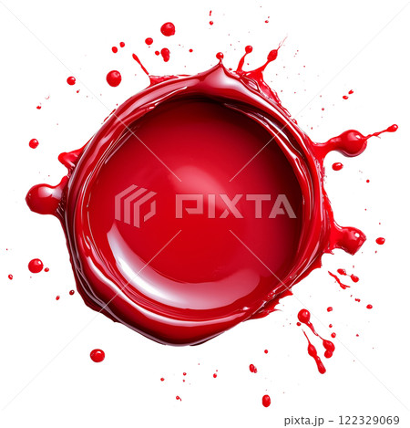 A detailed red wax seal with visible cracks and texture, symbolizing tradition and authenticity on a transparent background. The circular seal design showcases intricate imperfection. 122329069