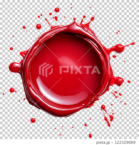 A detailed red wax seal with visible cracks and texture, symbolizing tradition and authenticity on a transparent background. The circular seal design showcases intricate imperfection. 122329069