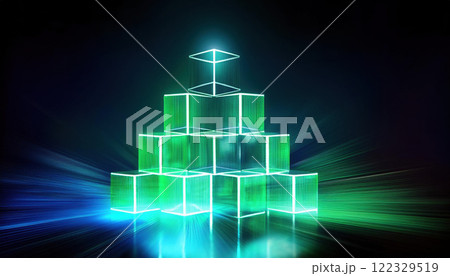 dynamic visual of glowing building blocks...のイラスト素材 [122329519] - PIXTA