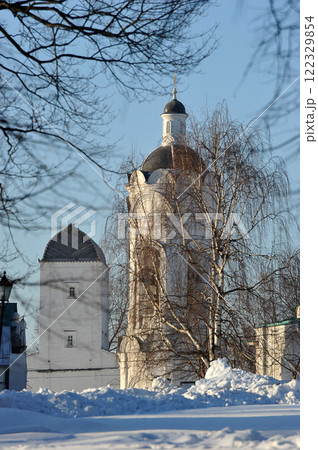 view of the bell tower in Kolomenskoye Park in Moscow view of the bell tower in Kolomenskoye Park in Moscow 122329854