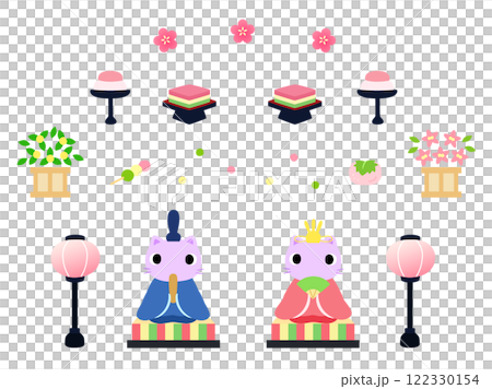 ひなまつりのイラストセット　ネコ 122330154