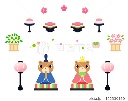ひなまつりのイラストセット　クマ 122330160