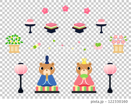 ひなまつりのイラストセット　クマ 122330160