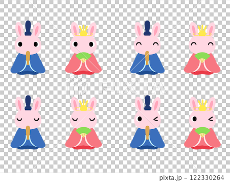 ウサギのひな人形のイラストセット 122330264