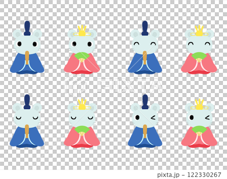 ネズミのひな人形のイラストセット 122330267