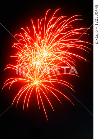 Colorful fireworks lights on the night sky background 122330448