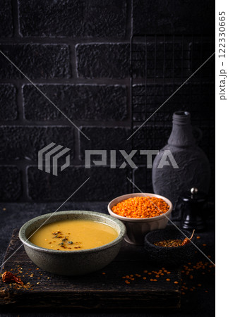 Healthy vegan lentil cream soup Healthy vegan lentil cream soup 122330665