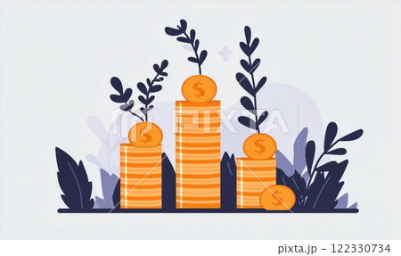 Growing wealth through investment strategies and financial planning in a modern design 122330734