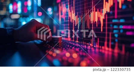 Investing in cryptocurrency trends with digital charts and data analysis at night Investing in cryptocurrency trends with digital charts and data analysis at night 122330735