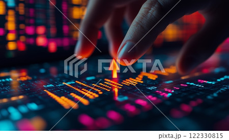 Analyzing stock market trends with digital tools at night 122330815
