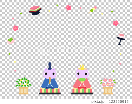 Cute Hinamatsuri frame Cat Hina dolls Cute Hinamatsuri frame Cat Hina dolls 122330915