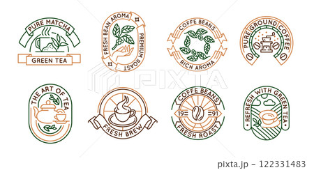 Set of 8 Tea and Coffee Logo Icons Set of 8 Tea and Coffee Logo Icons 122331483