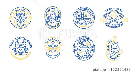 Set of 8 Sea and Yacht Logo Icons Set of 8 Sea and Yacht Logo Icons 122331485