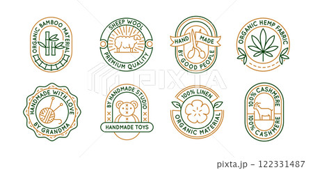 Set of 8 Material and Textile Logo Icons Set of 8 Material and Textile Logo Icons 122331487