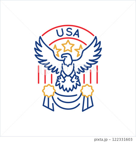 Simple Logo with Eagle Head USA Icon 122331603