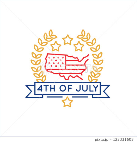 Simple Logo with USA Map with American Flag Icon Simple Logo with USA Map with American Flag Icon 122331605